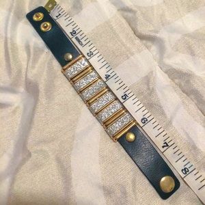 💎Black Gold Silver Sparkle Leather Snap Bracelet